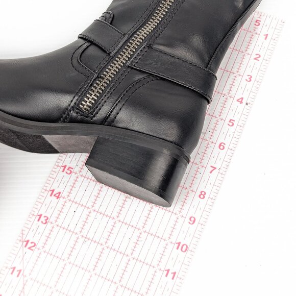 Open Edit Women Jab Moto Biker Black Vegan Leather Harness Boots sz 8.5 - Picture 7 of 9